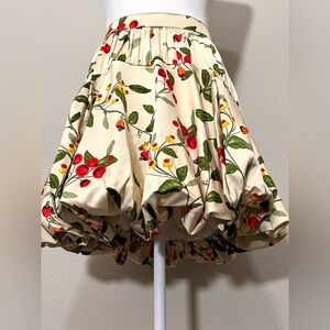 Agua By Agua Bendita Floral Mini Bubble Hem Skirt in Cream NWT Size M